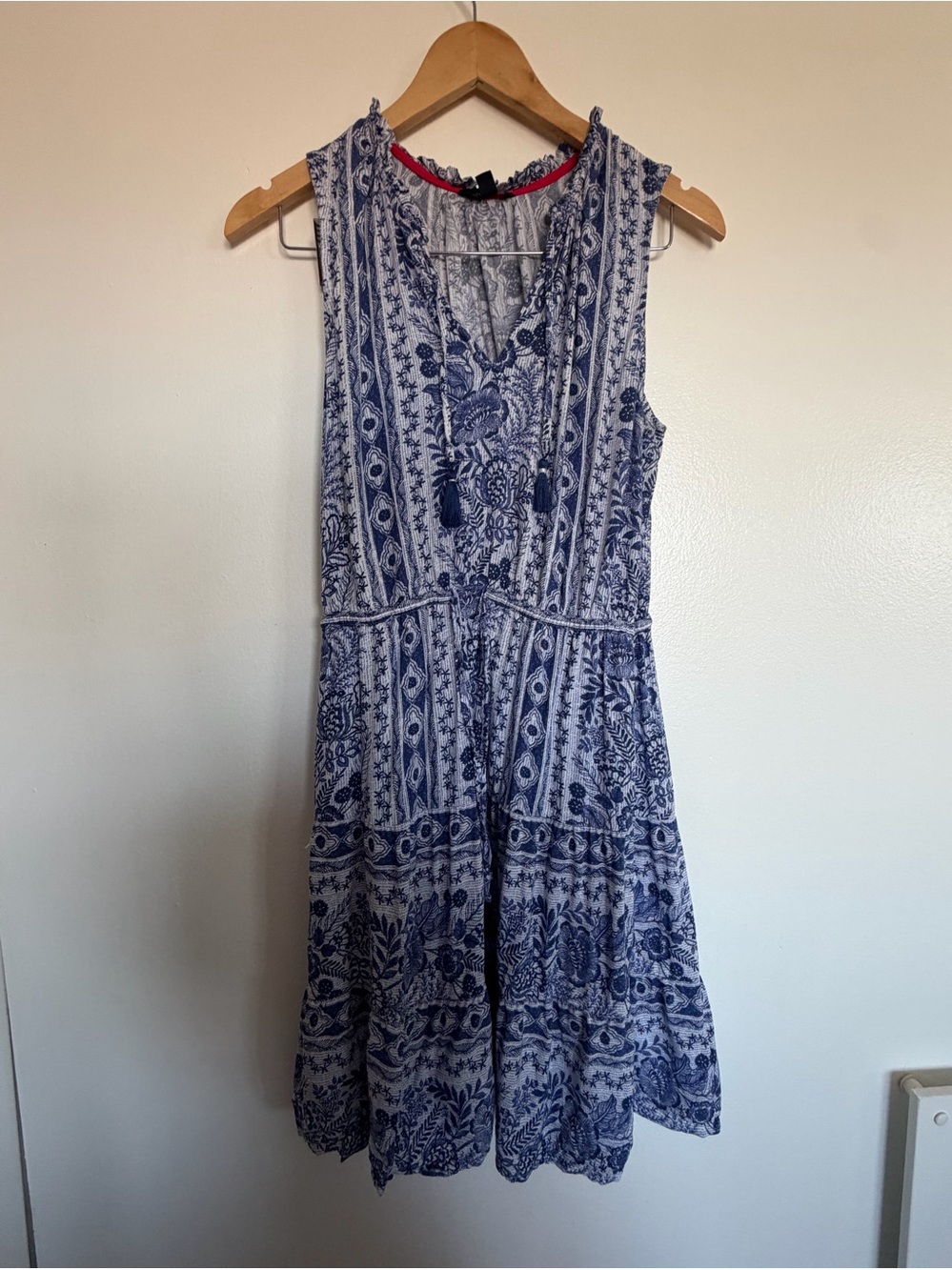 Nautica Blue and White Sleeveless Midi Dress